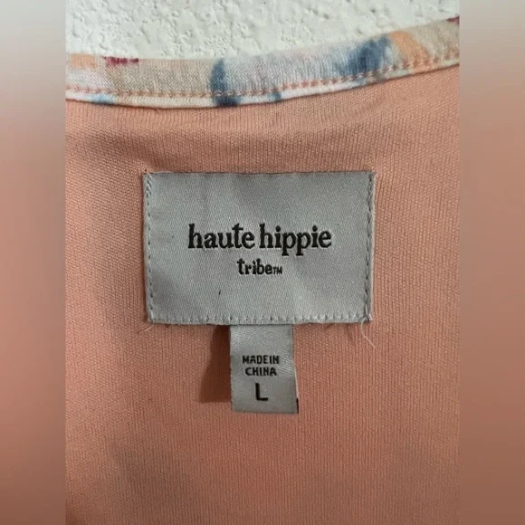 Haute Hippie Floral Multicolor Dolman Sleeve Peasant Top Size Large - Picture 5 of 6